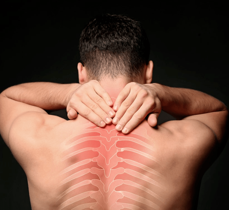 A man is worried about thoracic lumbar osteochondrosis
